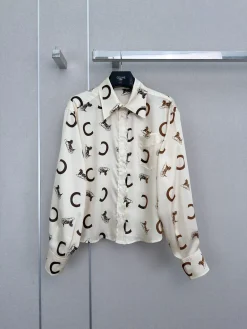CELINE Shirts & Polos Silk (White-Brown) S-M-L B85202607050143