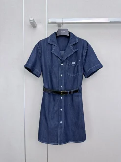 CELINE Skirts & Dresses Denim, Leather (Blue-Black) S-L B55202607050148