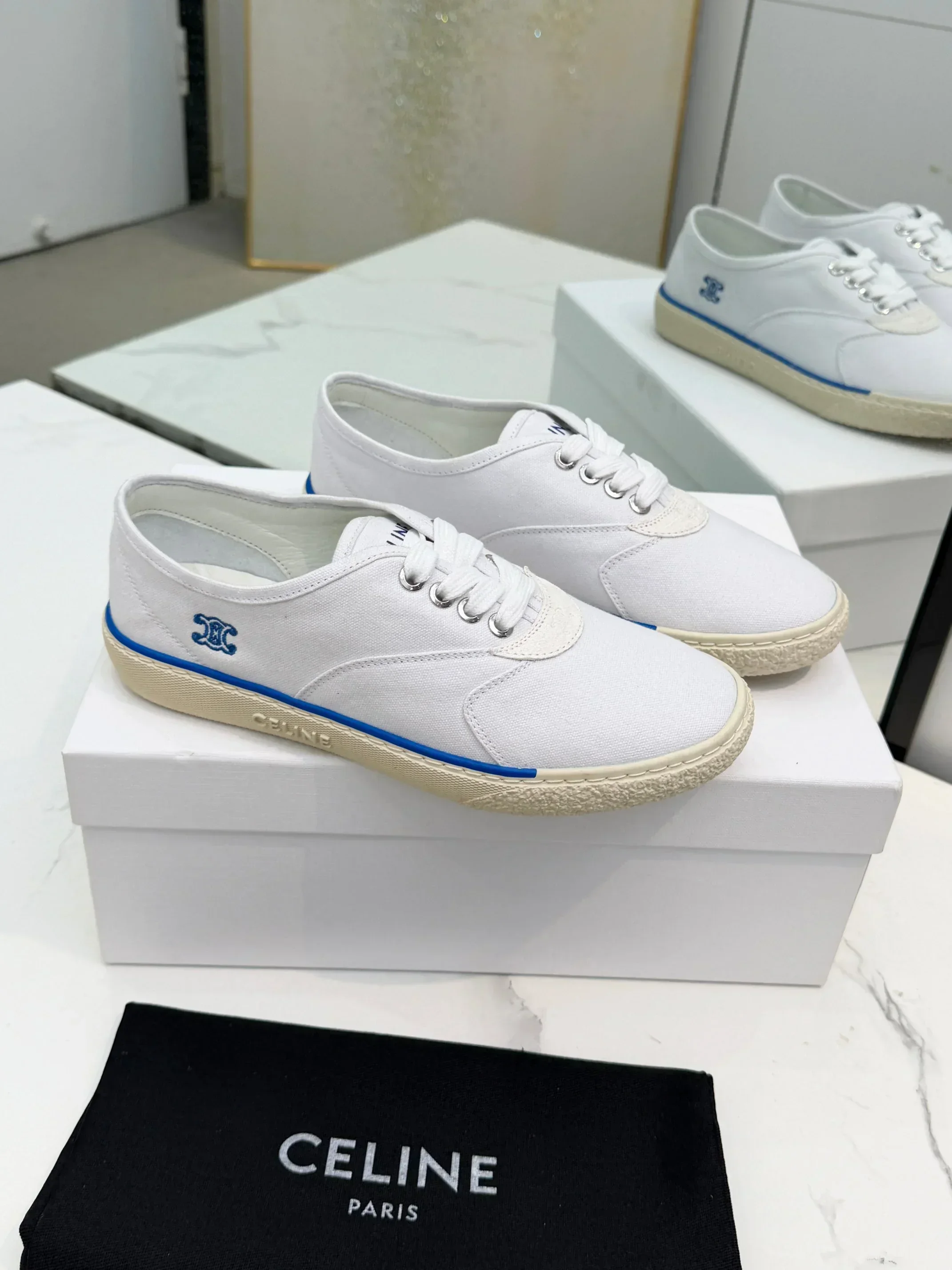 CELINE Sneakers & Trainers Canvas (White-Blue-Beige) EU35-41 A90202607050758 - Image 2