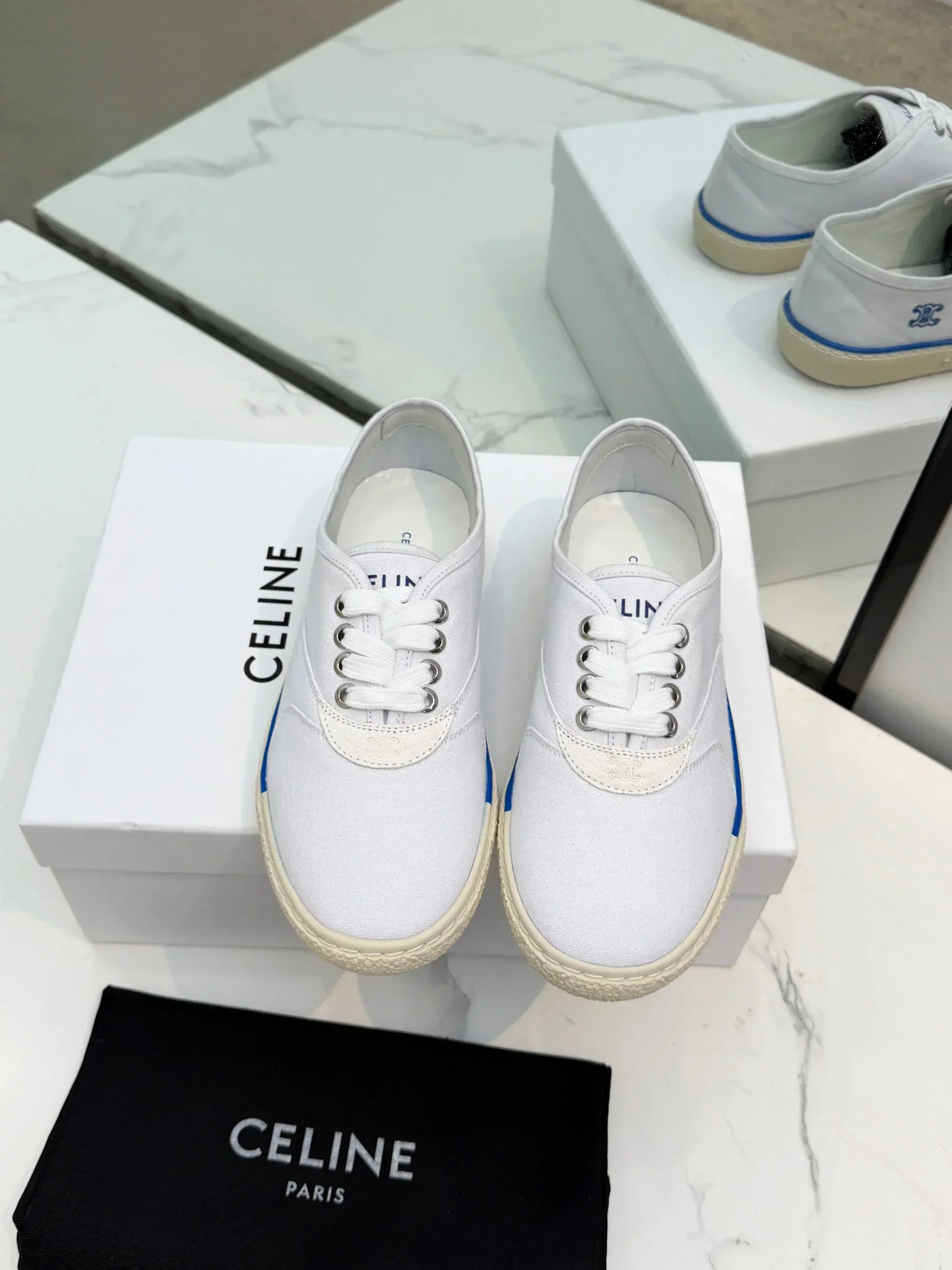 CELINE Sneakers & Trainers Canvas (White-Blue-Beige) EU35-41 A90202607050758 - Image 3
