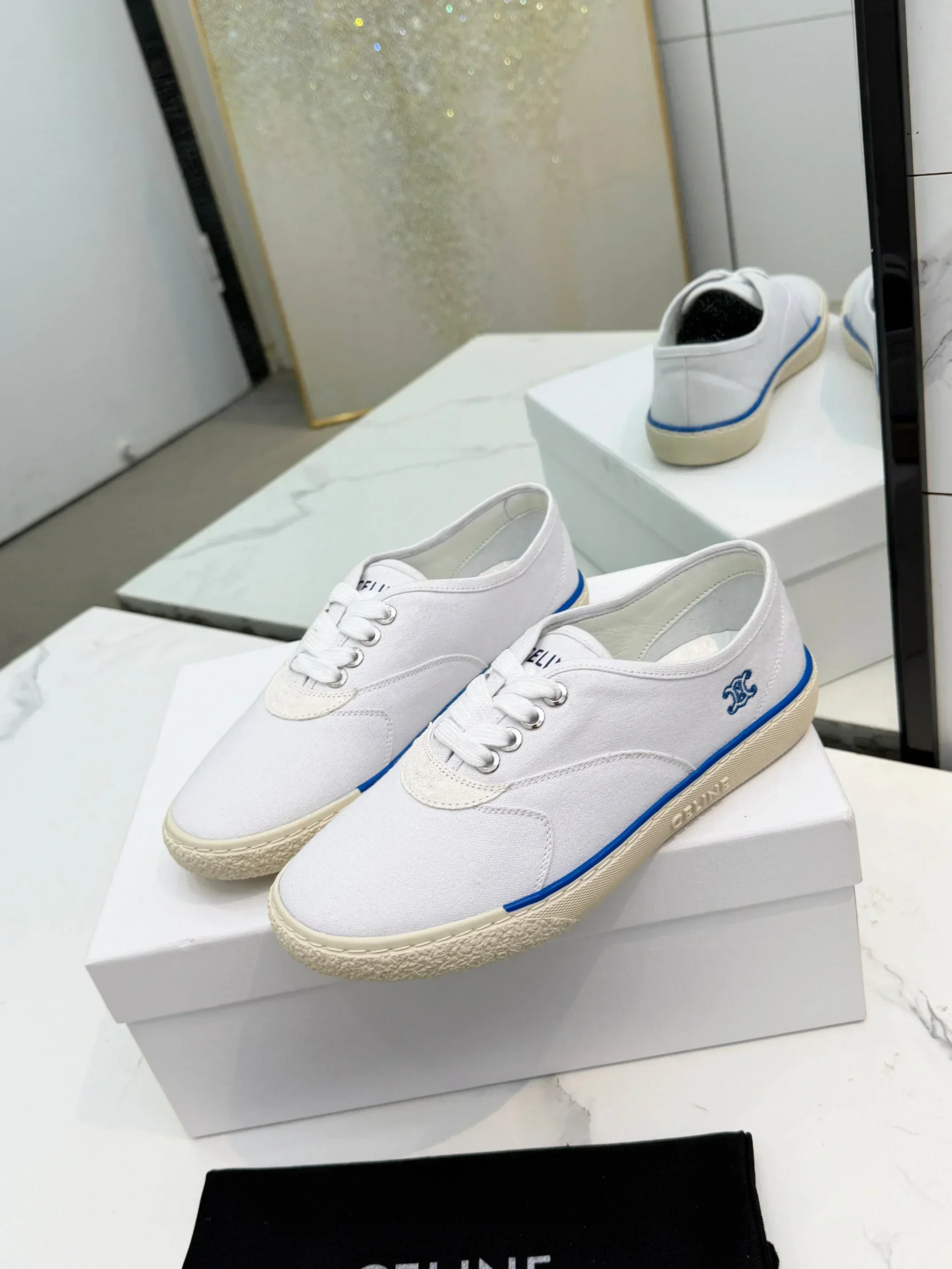 CELINE Sneakers & Trainers Canvas (White-Blue-Beige) EU35-41 A90202607050758 - Image 6
