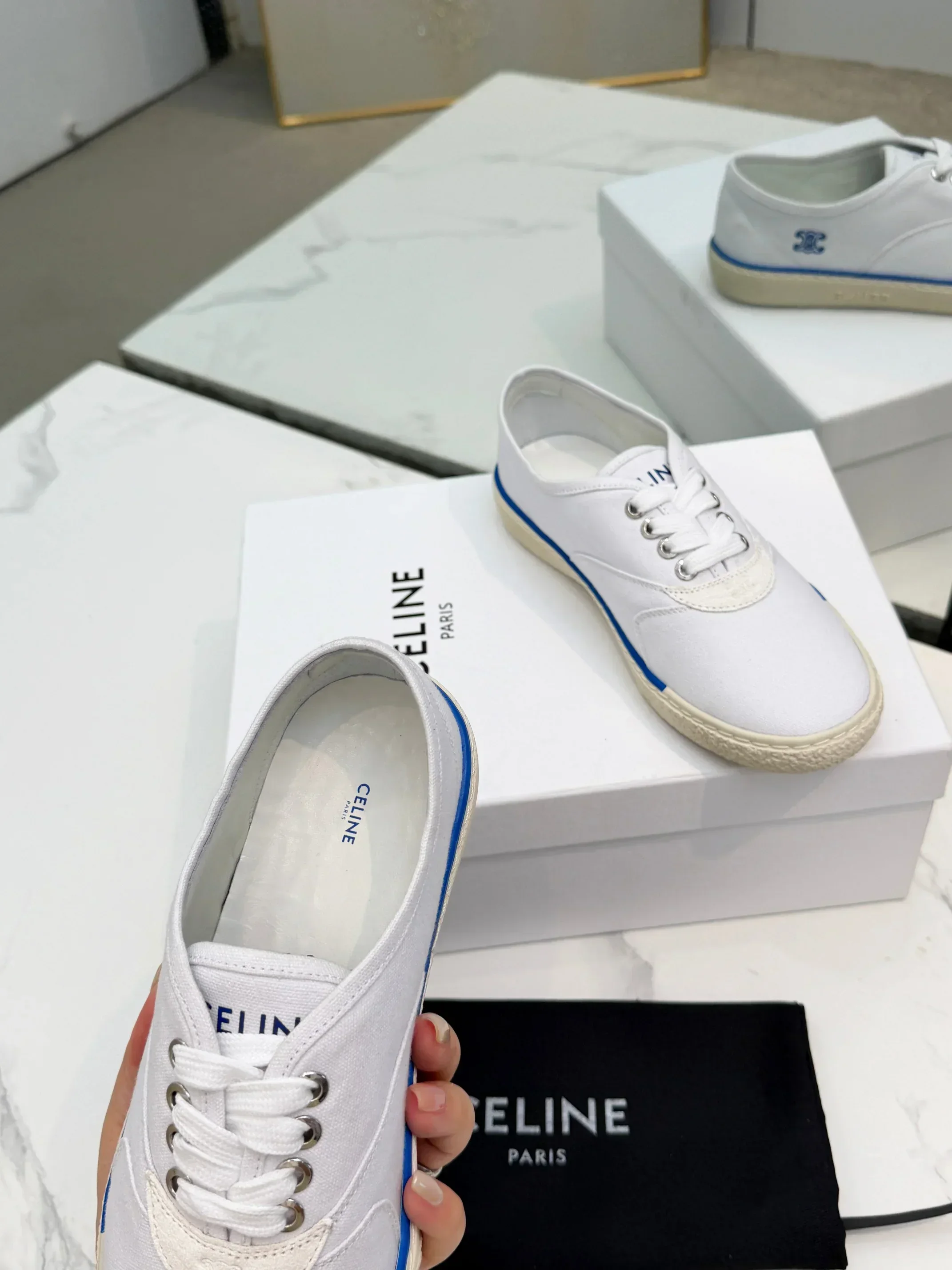 CELINE Sneakers & Trainers Canvas (White-Blue-Beige) EU35-41 A90202607050758 - Image 7