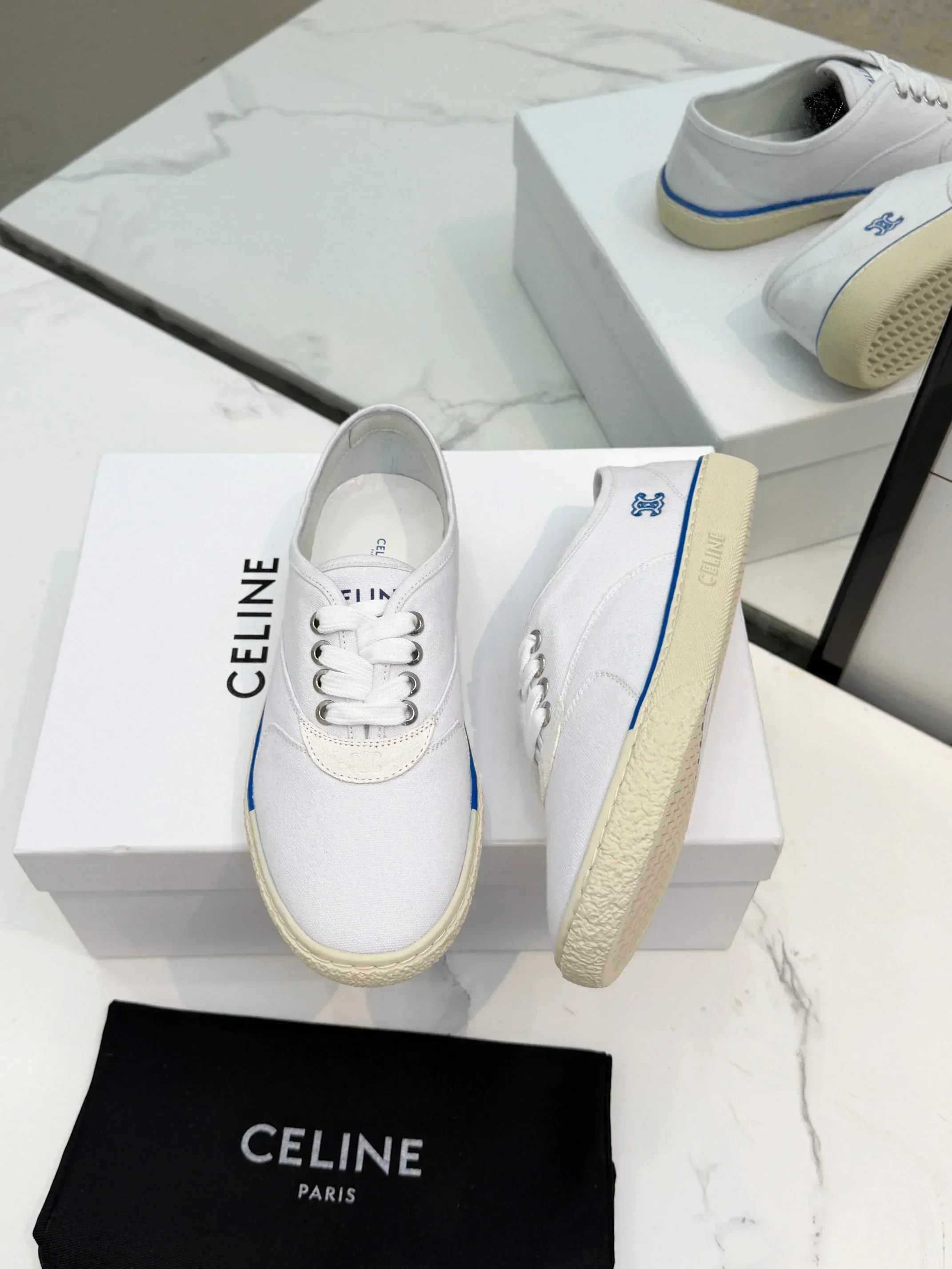 CELINE Sneakers & Trainers Canvas (White-Blue-Beige) EU35-41 A90202607050758 - Image 9