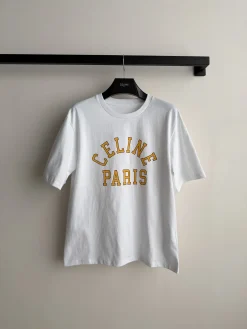 CELINE T-shirts & Vests Cotton (White-Yellow) S-L A80202607050162