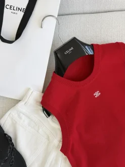 Alternative view of CELINE T-shirts & Vests Knit Cotton (Red) S-L B10202607050165