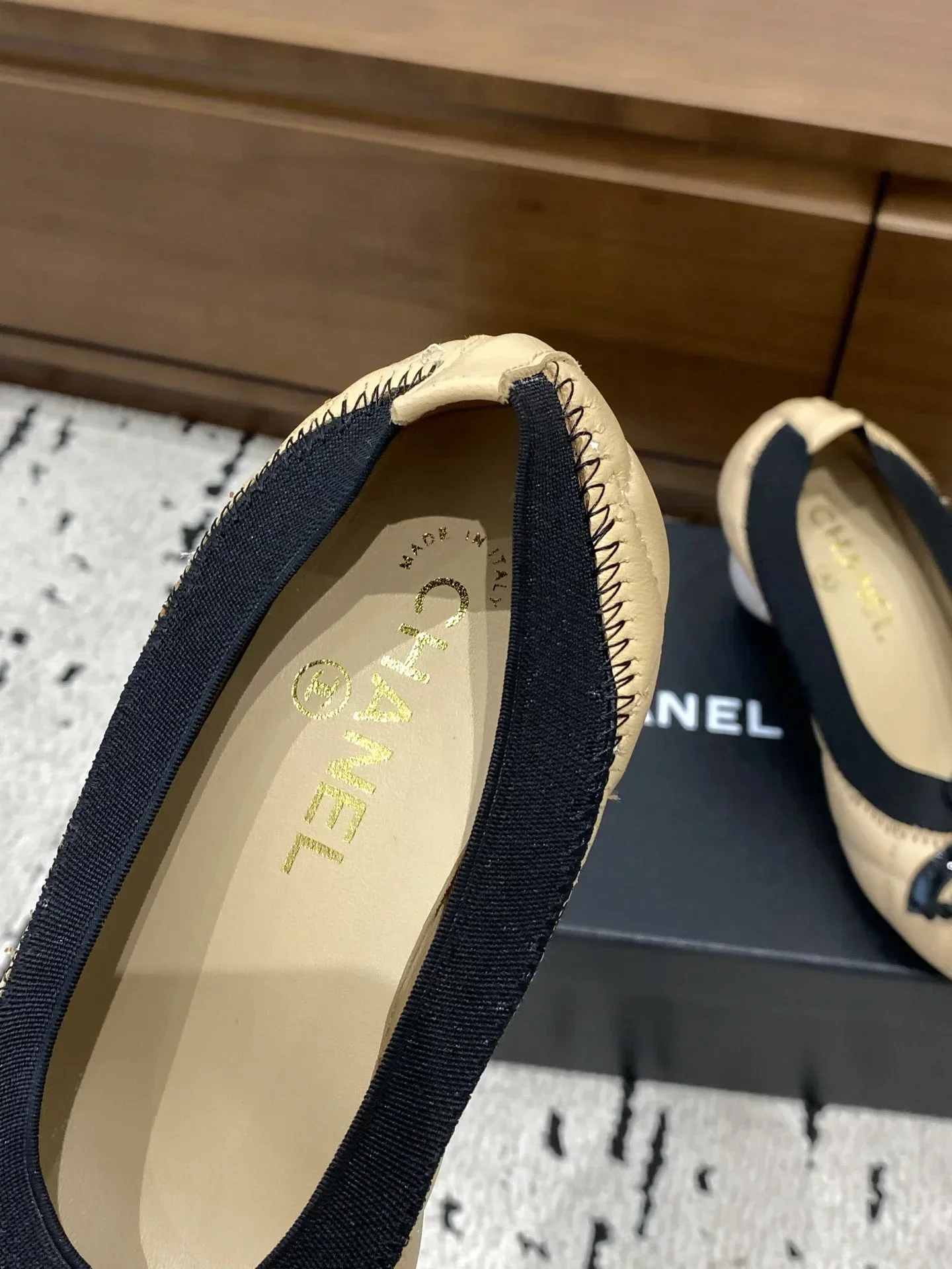 CHANEL Flats & Loafers Lambskin (Beige-Black) EU35-39 B80202607051350 - Image 6