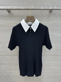 CHANEL Shirts & Polos Knit Cotton (Black-White) 36-40 B65202607051394