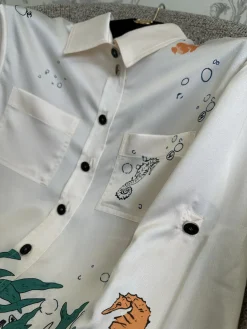 Alternative view of CHANEL Shirts & Polos Silk (White-Green-Orange-Black) S-L B85202607050196