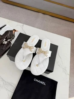 Alternative view of CHANEL Slides & Slippers Leather (White-Black-Beige) EU35-43 A50202607050687