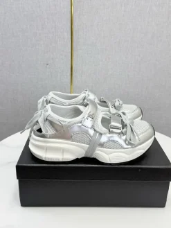 CHANEL Sneakers & Trainers Calfskin Fabric (Silver-White) EU35-41 C10202607051523