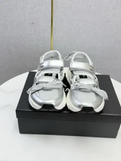 Alternative view of CHANEL Sneakers & Trainers Calfskin Fabric (Silver-White) EU35-41 C10202607051523