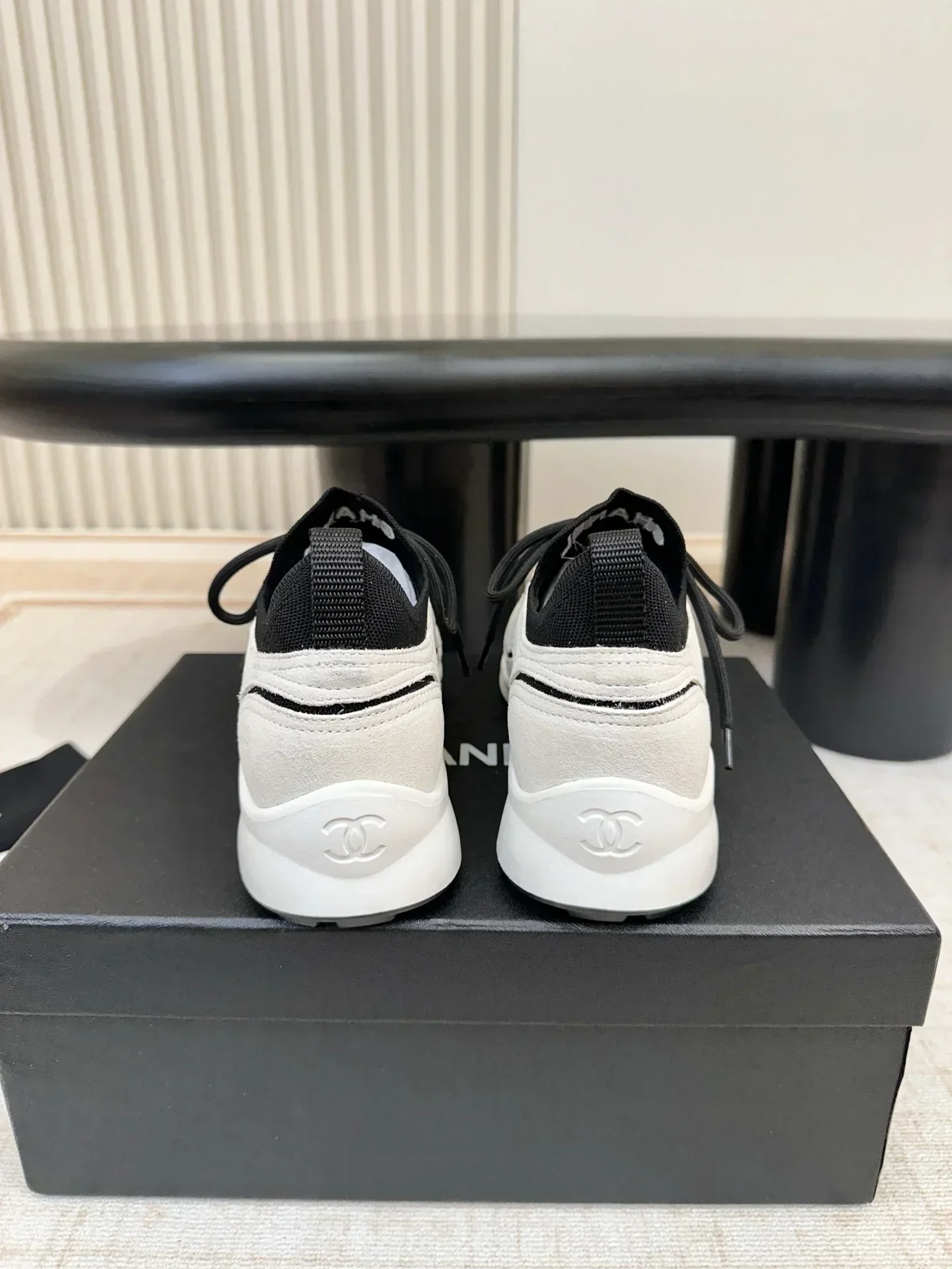 CHANEL Sneakers & Trainers Knit Leather (White-Black) EU35-41 B50202607051201 - Image 3