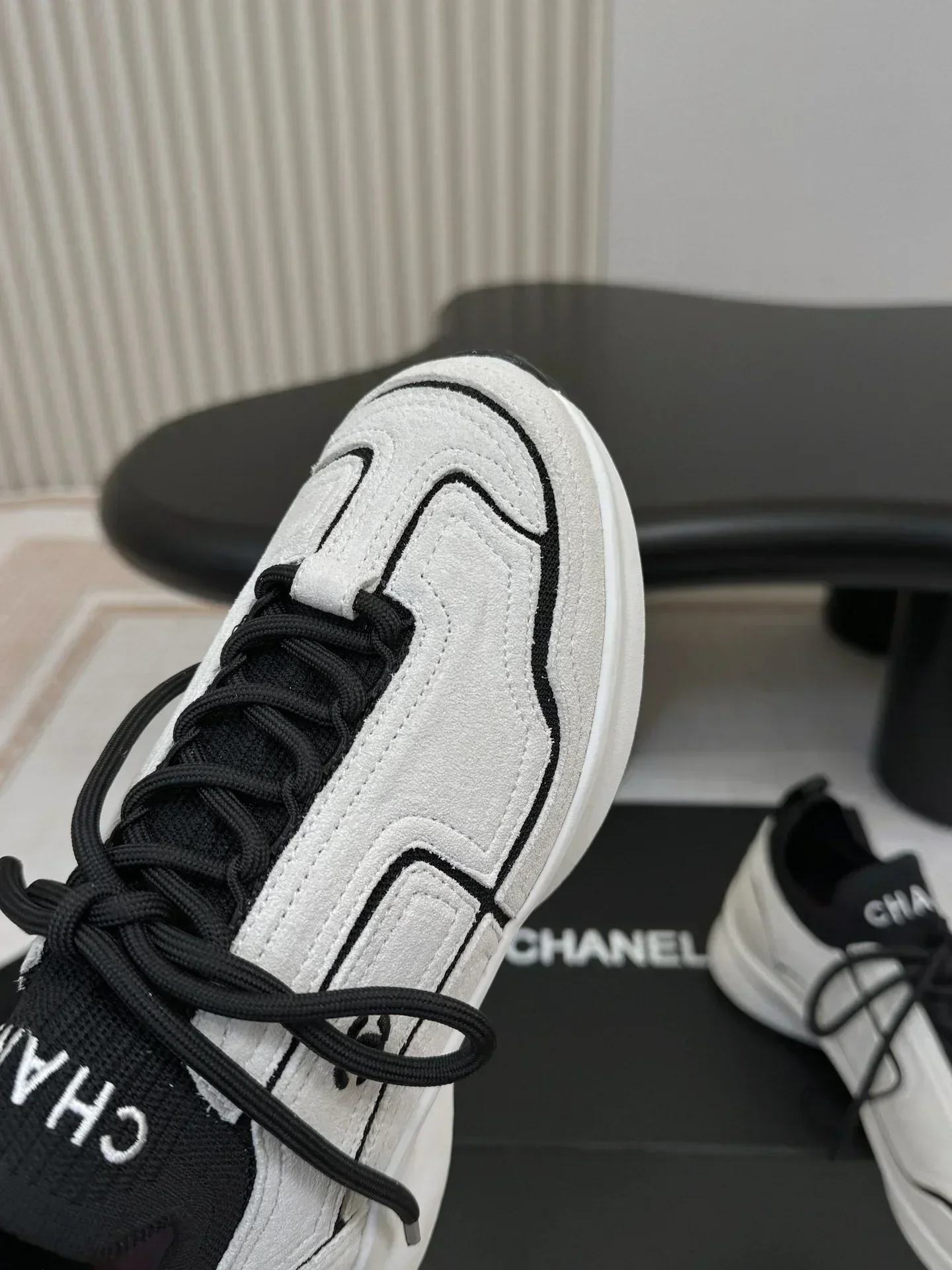 CHANEL Sneakers & Trainers Knit Leather (White-Black) EU35-41 B50202607051201 - Image 4