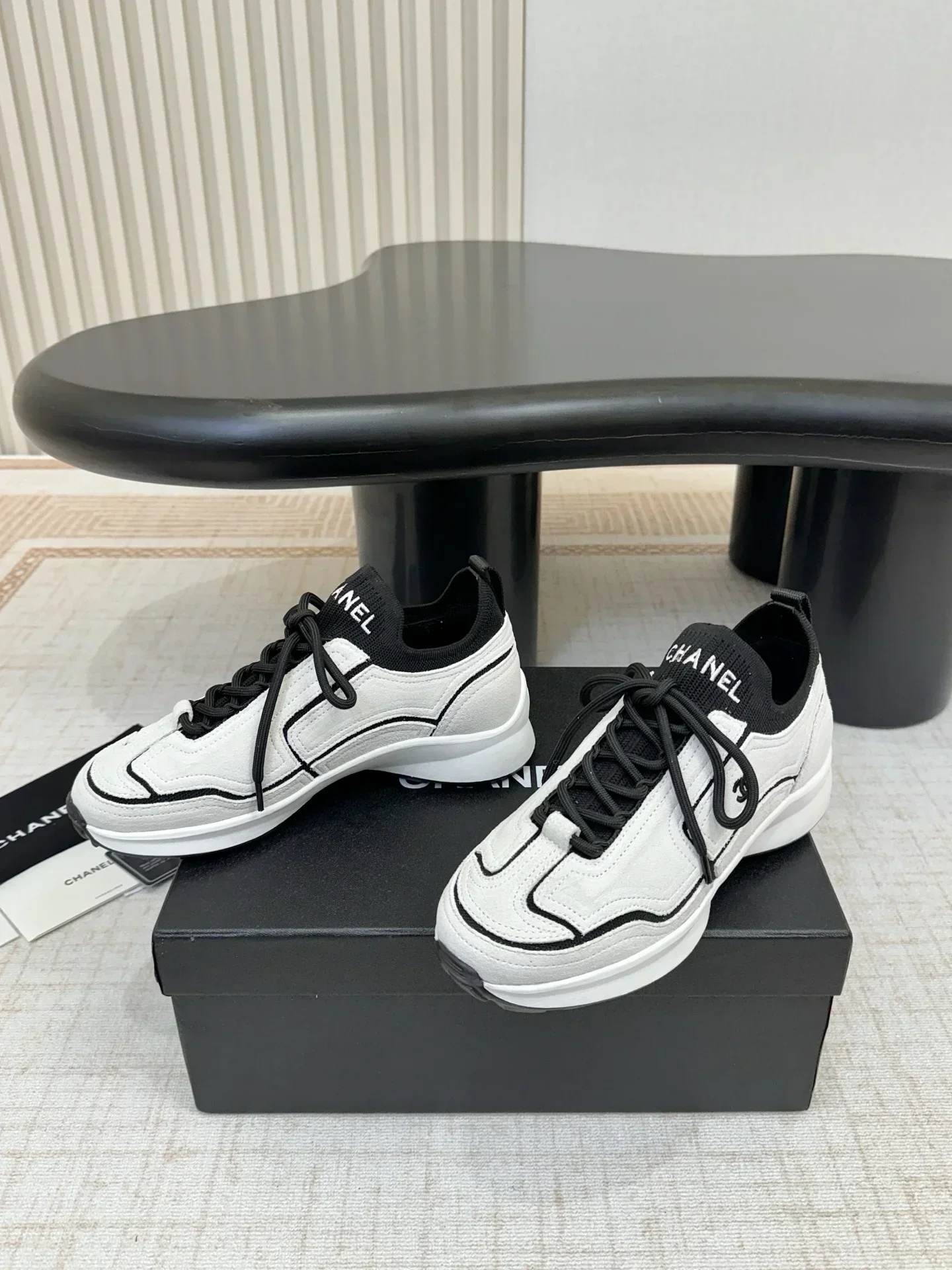 CHANEL Sneakers & Trainers Knit Leather (White-Black) EU35-41 B50202607051201 - Image 6