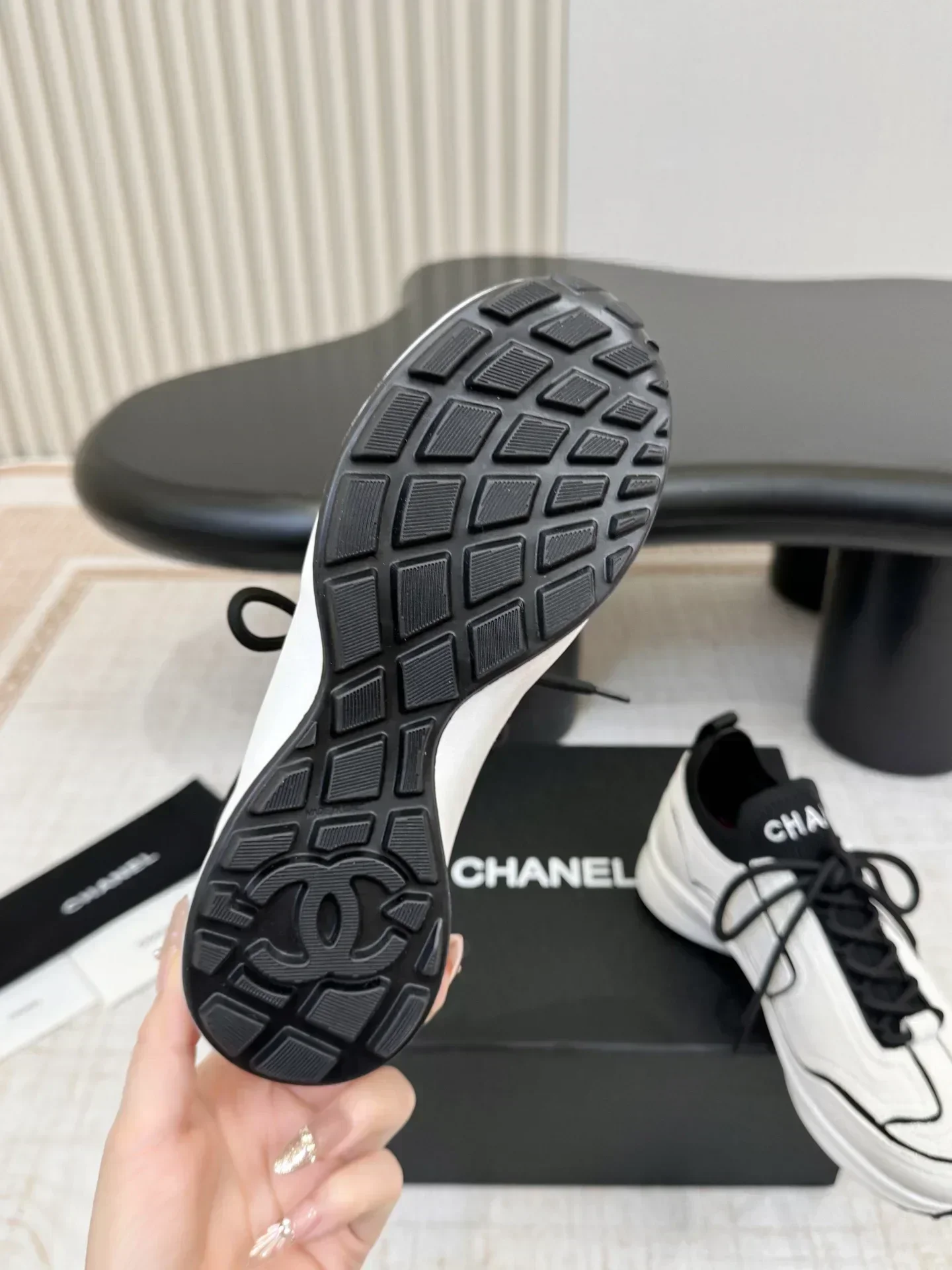 CHANEL Sneakers & Trainers Knit Leather (White-Black) EU35-41 B50202607051201 - Image 9