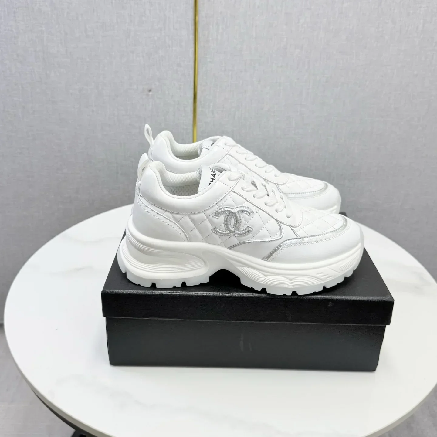 CHANEL Sneakers & Trainers Lambskin, Fabric (White-Silver) EU35-41 C30202607051632