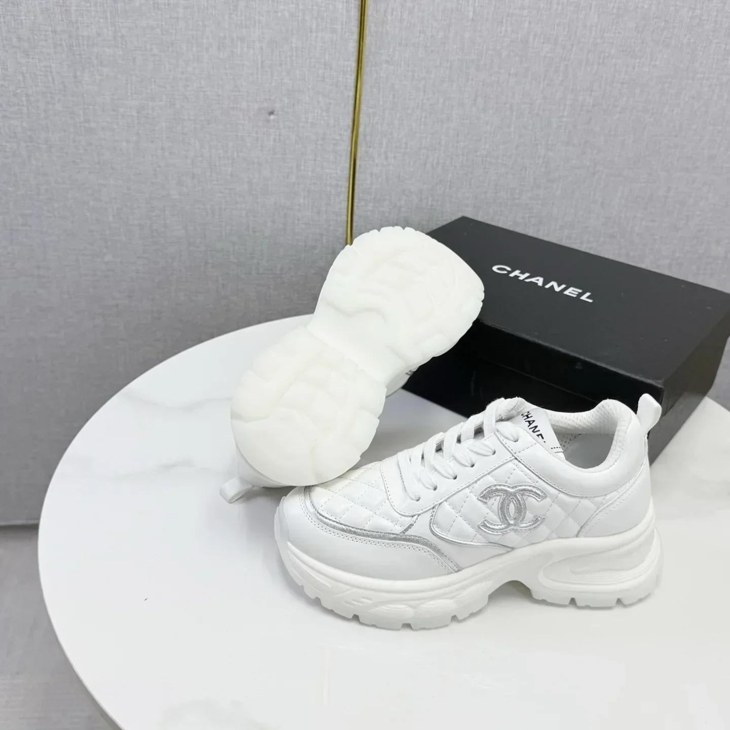 CHANEL Sneakers & Trainers Lambskin, Fabric (White-Silver) EU35-41 C30202607051632 - Image 9