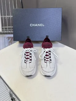 CHANEL Sneakers & Trainers Suede Knit (White-Burgundy) EU35-41 B60202607051218