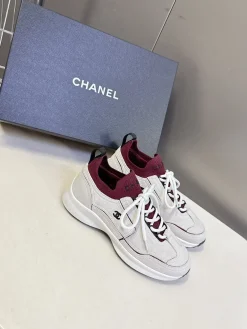 Alternative view of CHANEL Sneakers & Trainers Suede Knit (White-Burgundy) EU35-41 B60202607051218