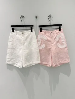 CHANEL Trousers & Shorts Linen (White-Pink) S-L A95202607050222
