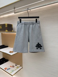 CHROME HEARTS Trousers & Shorts Fleece Cotton (Gray) S-M-L A85202607120613