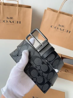 COACH Belts Coated Canvas (Black-Grey) A80202607050165