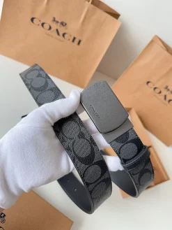 COACH Belts Coated Canvas (Black-Grey) A80202607050166