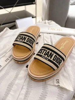 DIOR Slides & Slippers Canvas Cork (Black-Beige-Brown-White) EU35-39 B20202607050195