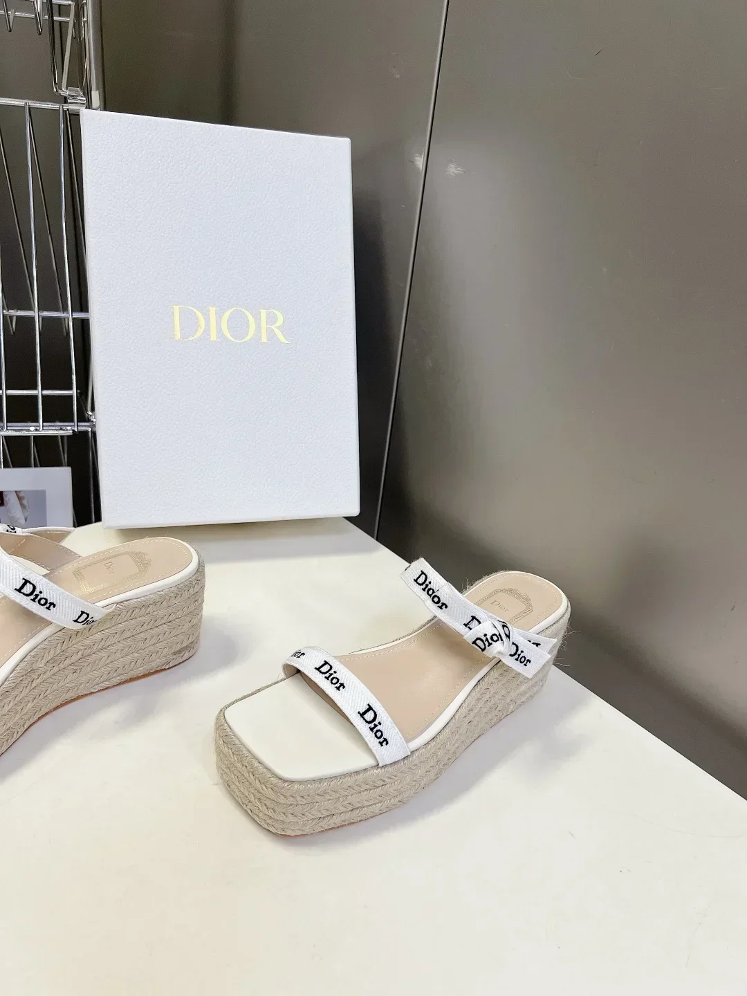 DIOR Slides & Slippers Canvas Leather (White-Beige) EU35-40 B60202607050218 - Image 2