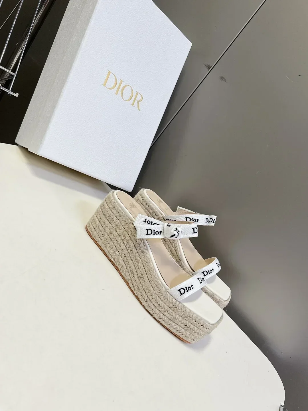 DIOR Slides & Slippers Canvas Leather (White-Beige) EU35-40 B60202607050218 - Image 3