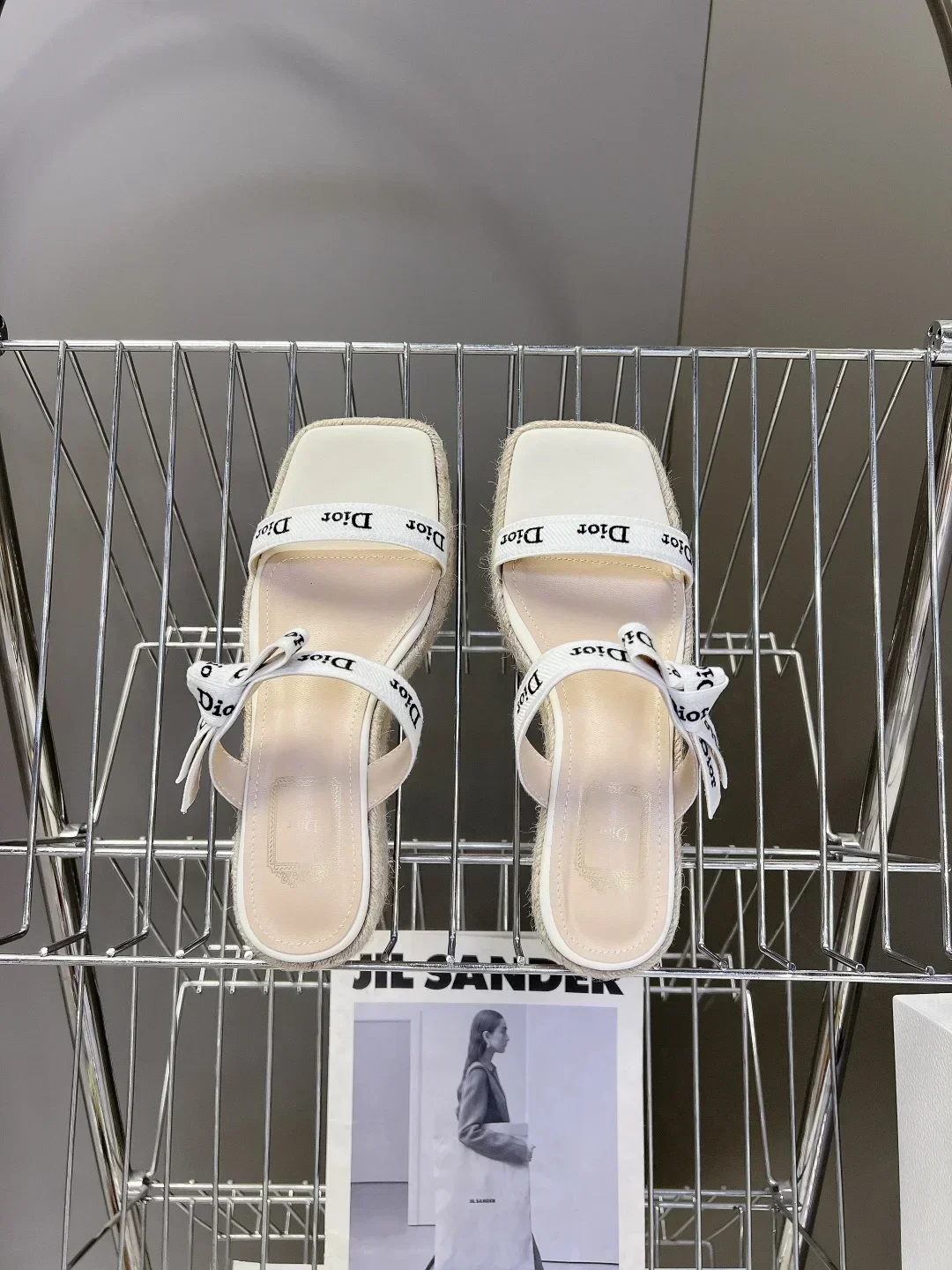 DIOR Slides & Slippers Canvas Leather (White-Beige) EU35-40 B60202607050218 - Image 6