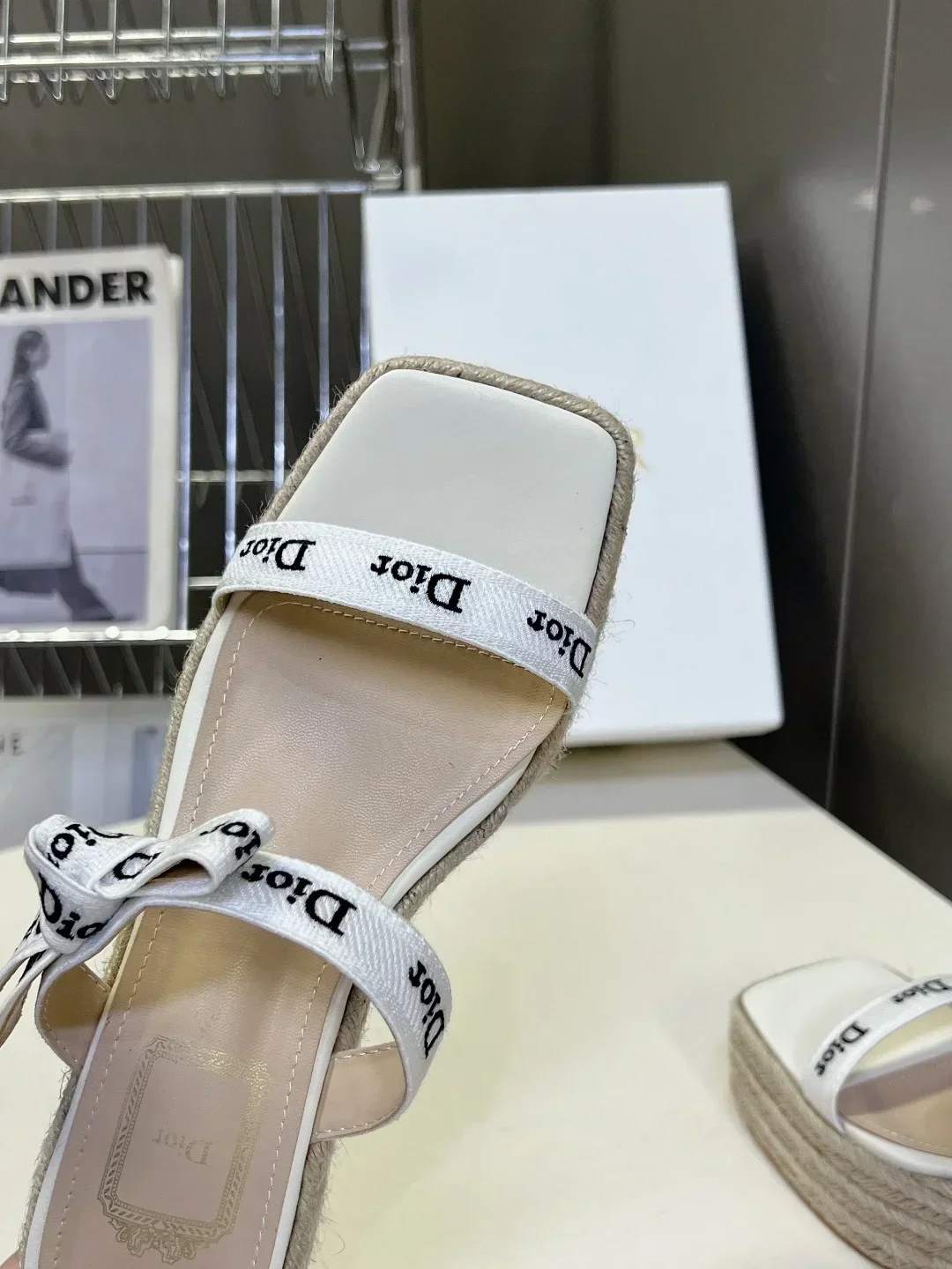 DIOR Slides & Slippers Canvas Leather (White-Beige) EU35-40 B60202607050218 - Image 7