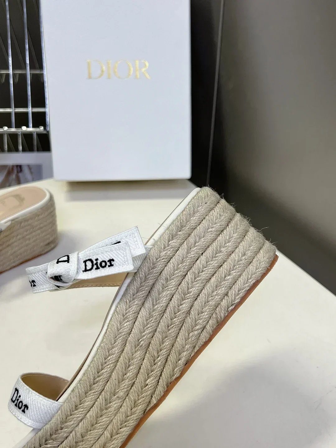 DIOR Slides & Slippers Canvas Leather (White-Beige) EU35-40 B60202607050218 - Image 9