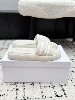 Alternative view of DIOR Slides & Slippers Canvas (White-Beige) EU35-42 B40202607050202