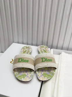 DIOR Slides & Slippers Embroidered Canvas (Beige-Green-Purple) EU35-43 A90202607050759