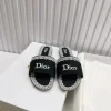 DIOR Slides & Slippers Embroidered Fabric (Black-White) EU35-43 A90202607050760