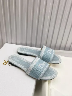 Alternative view of DIOR Slides & Slippers Embroidered Fabric (Light Blue-White-Black) EU35-43 A90202607050766
