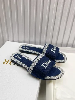 Alternative view of DIOR Slides & Slippers Embroidered Fabric (Navy Blue-White) EU35-43 A90202607050762