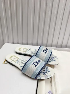 Alternative view of DIOR Slides & Slippers Embroidered Fabric (White-Blue) EU35-43 A90202607050763