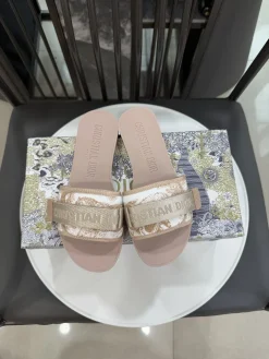 DIOR Slides & Slippers Rubber-Canvas (Beige-White) EU36-41 A40202607050661