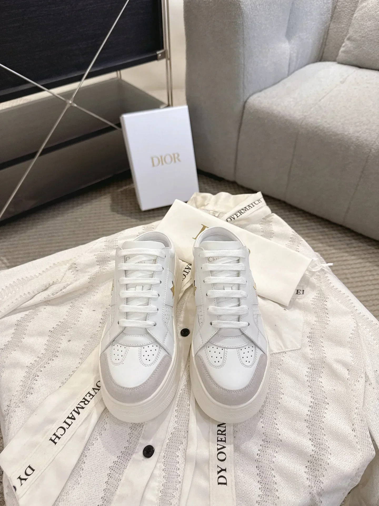 DIOR Sneakers & Trainers Calfskin Suede (White-Gray) EU35-41 B80202607050228