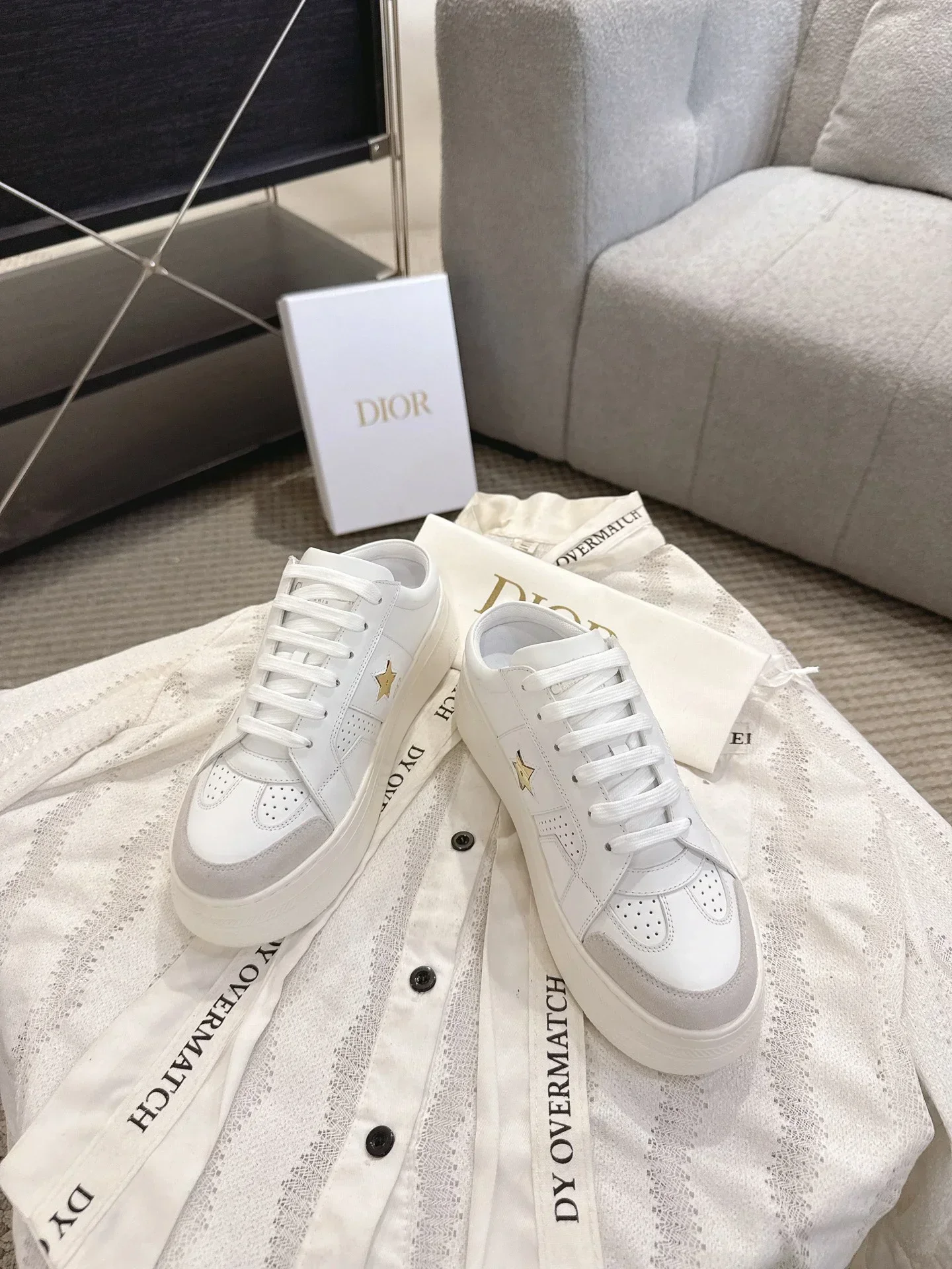 DIOR Sneakers & Trainers Calfskin Suede (White-Gray) EU35-41 B80202607050228 - Image 2