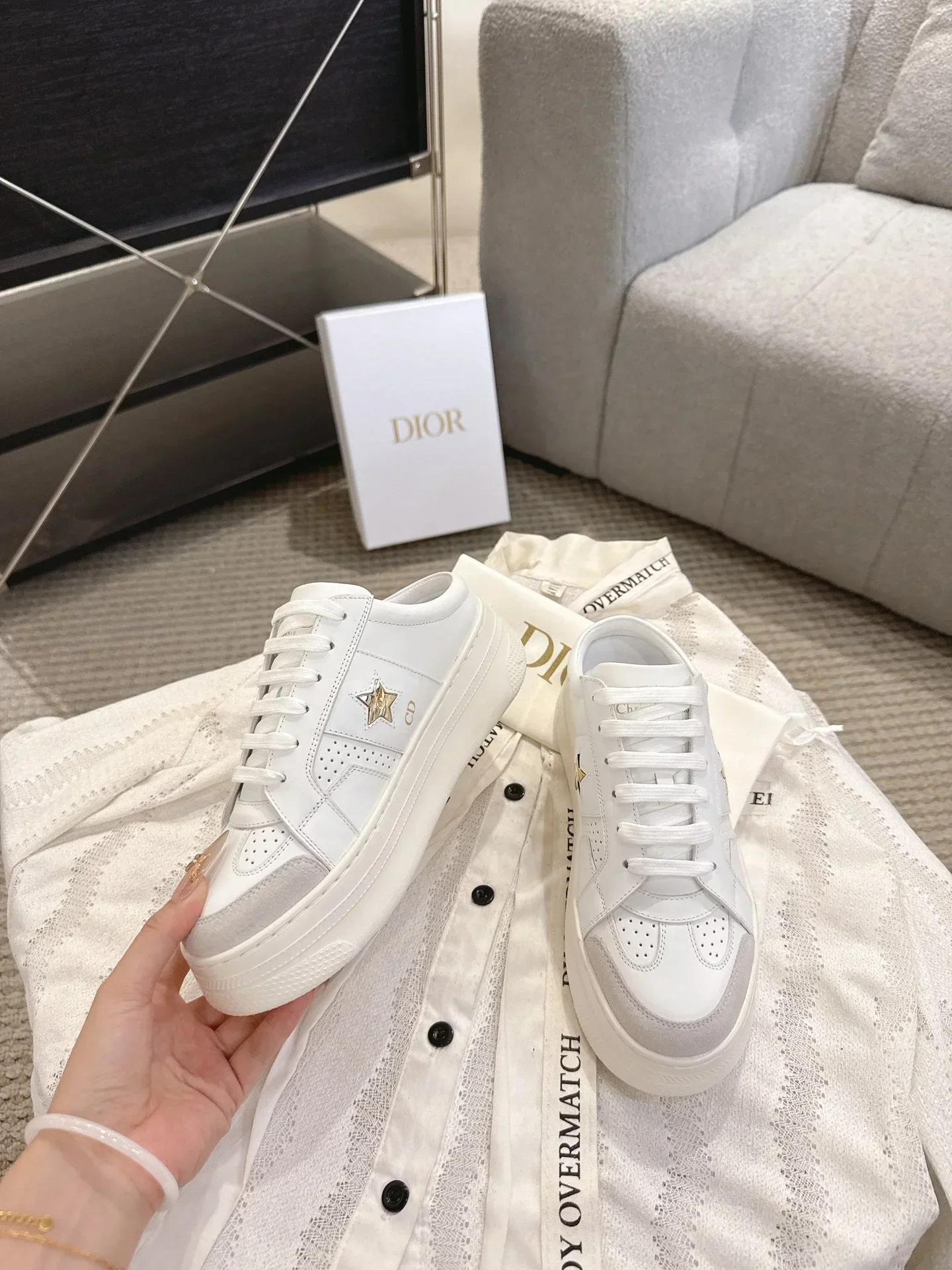 DIOR Sneakers & Trainers Calfskin Suede (White-Gray) EU35-41 B80202607050228 - Image 3