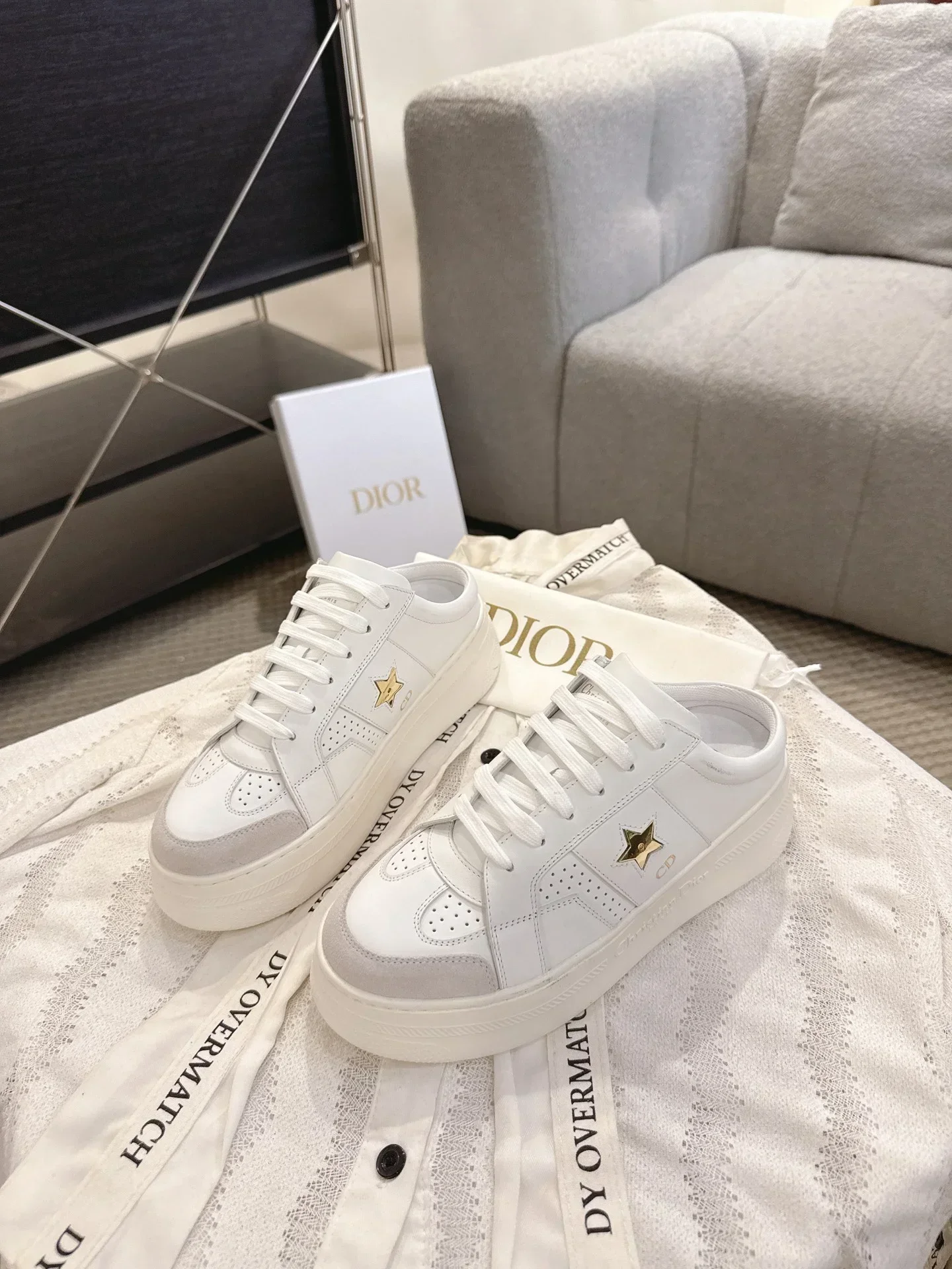 DIOR Sneakers & Trainers Calfskin Suede (White-Gray) EU35-41 B80202607050228 - Image 4