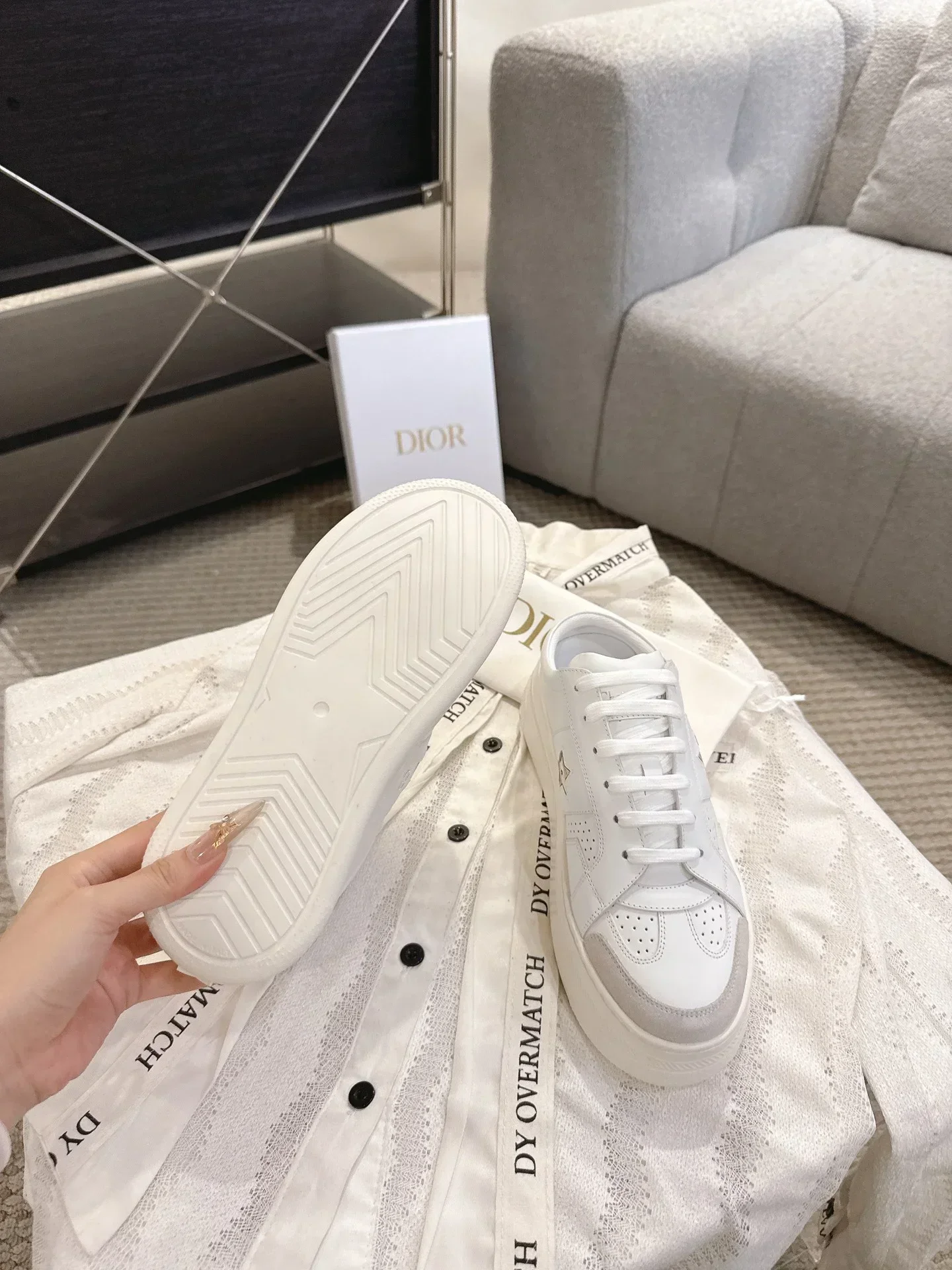 DIOR Sneakers & Trainers Calfskin Suede (White-Gray) EU35-41 B80202607050228 - Image 7