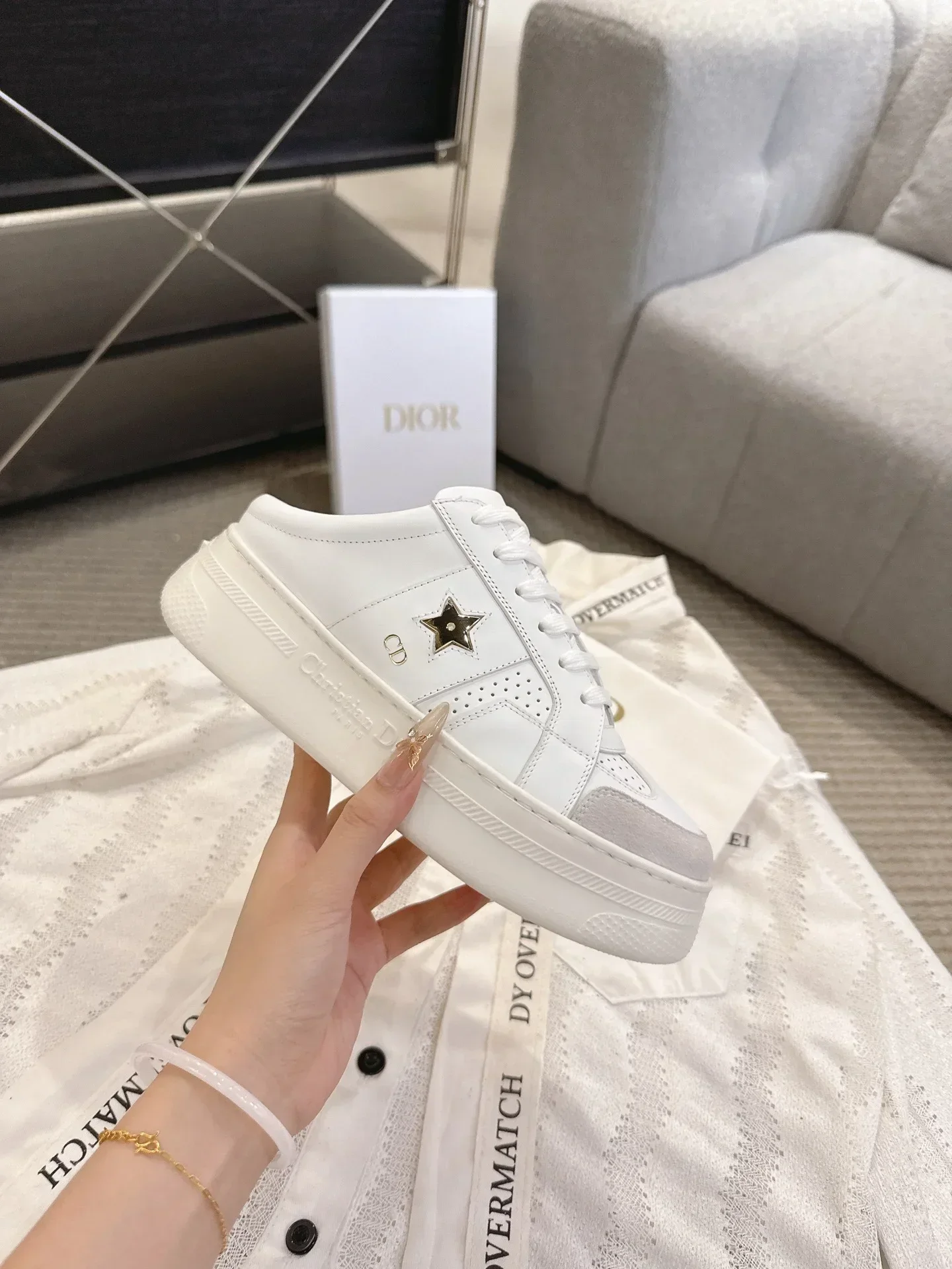 DIOR Sneakers & Trainers Calfskin Suede (White-Gray) EU35-41 B80202607050228 - Image 9