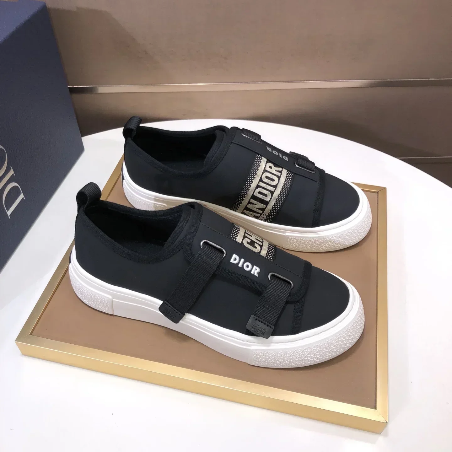 DIOR Sneakers & Trainers Canvas (Black-White-Gold) EU39-44 B60202607050224 - Image 2