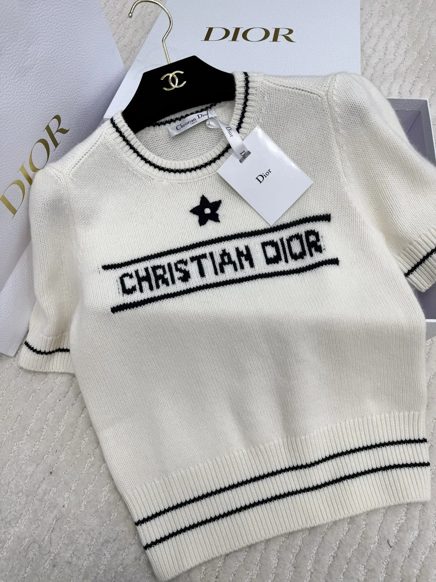DIOR T-shirts & Vests Knit (White-Black) S-XXL C20202607050310
