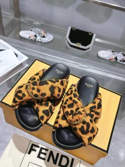 FENDI Slides & Slippers Canvas (Black-Brown) EU35-46 A90202607050769