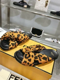 Alternative view of FENDI Slides & Slippers Canvas (Black-Brown) EU35-46 A90202607050769